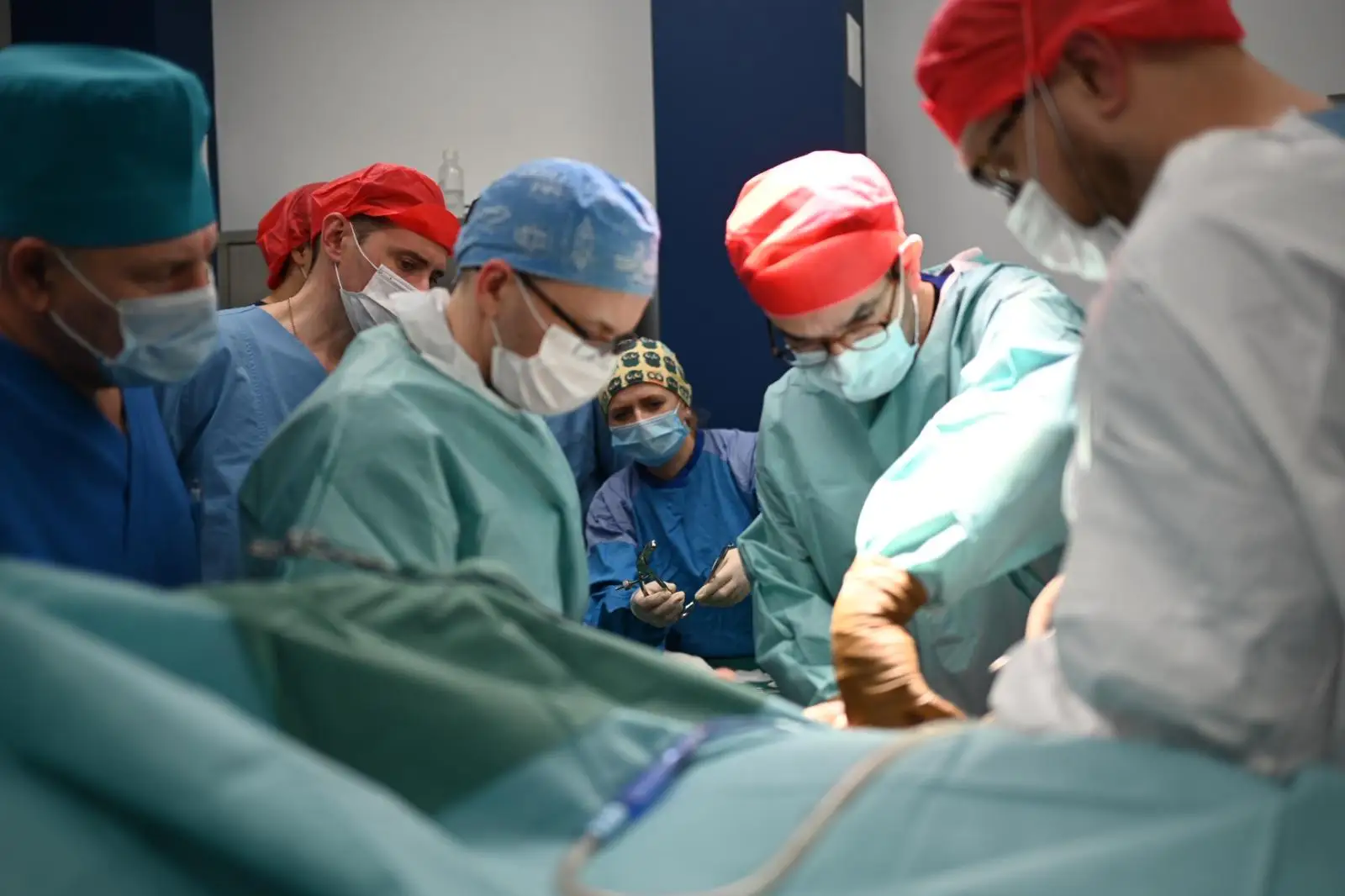 A surgical team at work in theatre